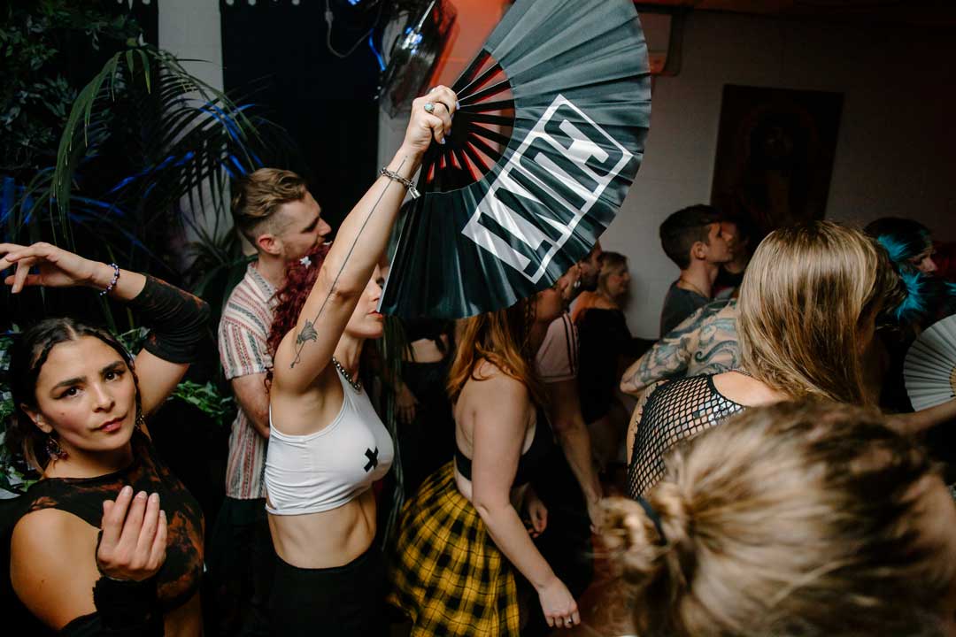 A crowd dancing at The Button Factory in Auckland